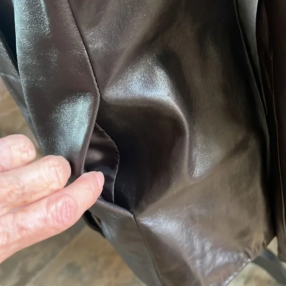 ALFANI Petite Leather Coat - Picture 4 of 8